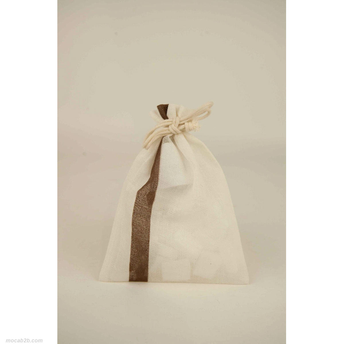 STRIPE BAG AVORIO/MARRONE 17x12 