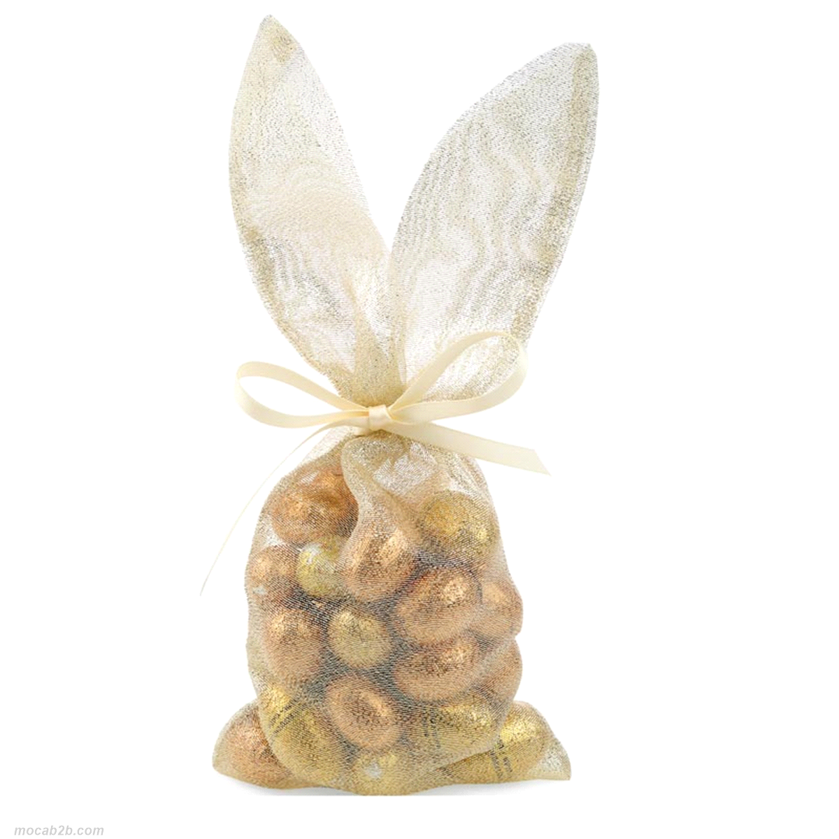 Sacchetto organza bunny bag lucente con nastrino. Misure: 29x13,7cm. 